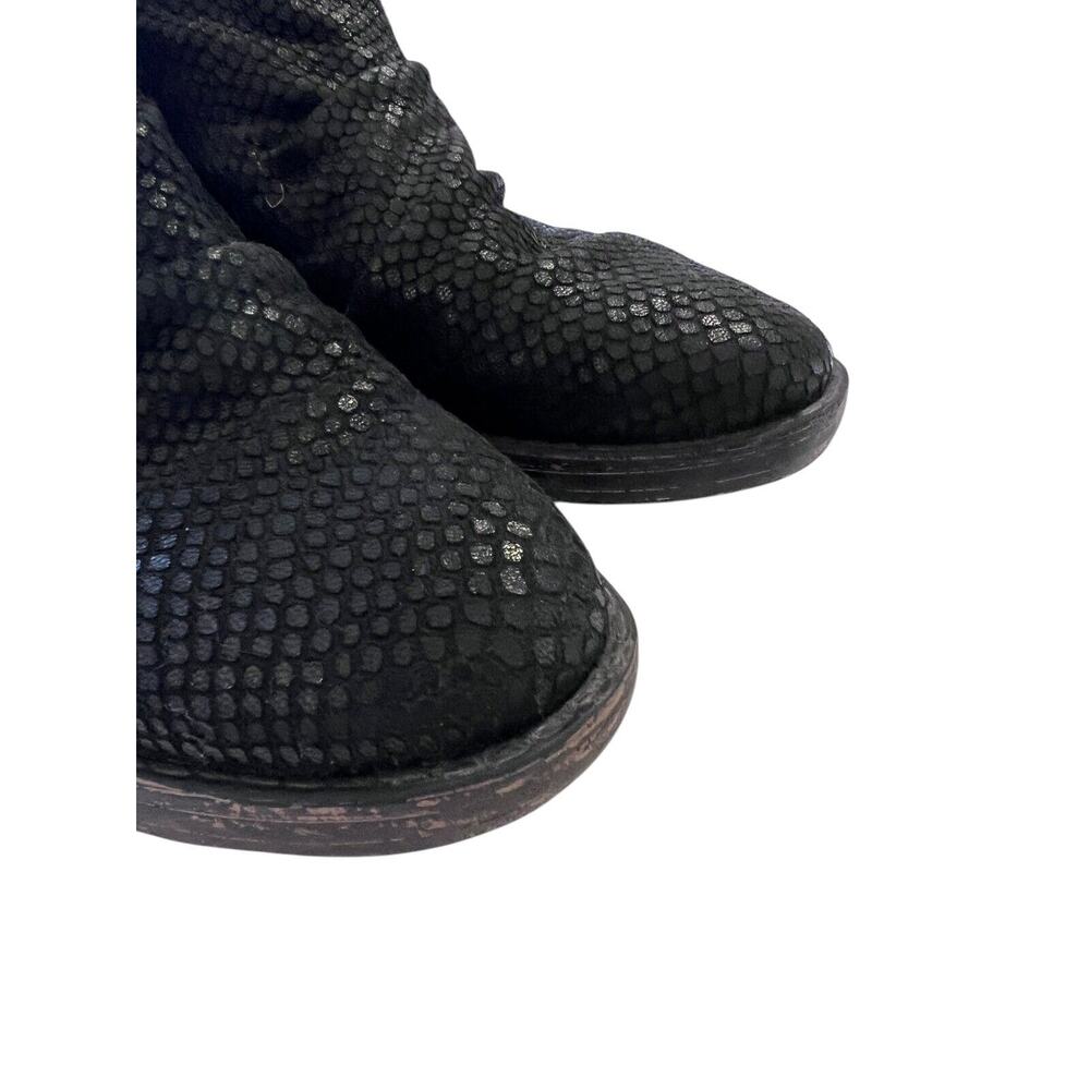 OTBT Boots Womens 8 M Yokel Shoes Black Leather Snakeskin Zipper Ankle Casual - Picture 5 of 13